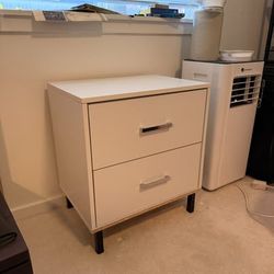2-Drawer White Wooden Nightstand
