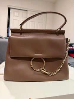 Chloé Faye Medium Leather Handbag Taupe