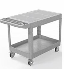 Utility Cart on Wheels, 1000 lbs Capacity Rolling Service Cart, 32 x 17 Inch Work Carts, 2 Shelf Heavy Duty Plastic Tool Cart, Lipped Shelves