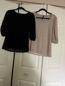 Polka Dot Mesh Tops Bundle – Black & Beige Both Size Medium both for $ 27 total not each