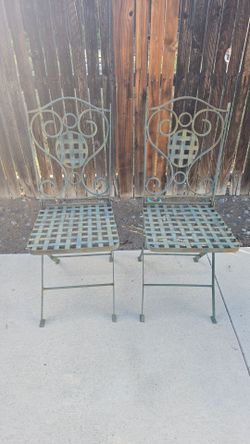 Wrought Iron Folding Patio Chairs – Set of 2