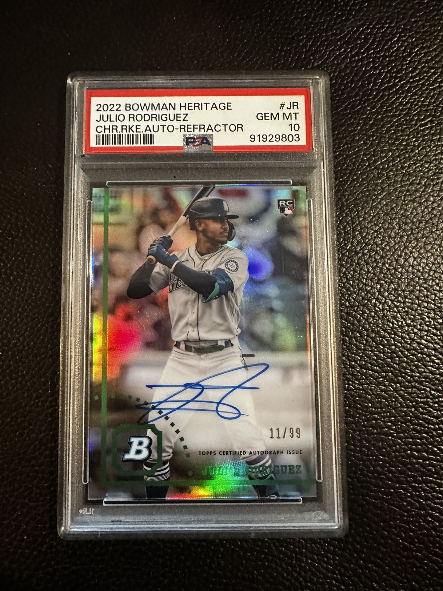 2022 Bowman Heritage Chrome Julio Rodriguez Autographed RC PSA 10 /99