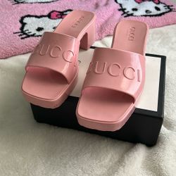 Gucci Pink Heels Slides 