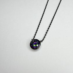 Alexandrite Stone Necklace With Black Chain