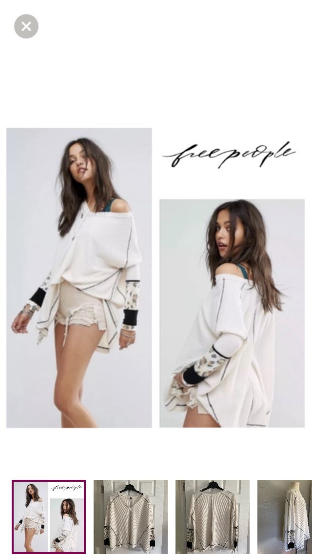 Free People Lovin’ Leopard Oversized Cozy Thermal Top in ‘Tea Combo’ (XS)