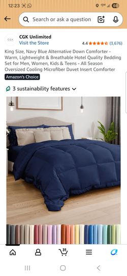 King Size, Navy Blue Alternative Down Comforter - Warm, Lightweight & Breathable Hotel Quality Bedding Set for Men, Women, Kids & Teens - All Season O