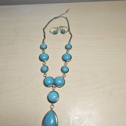 Turquoise Necklace And Earrings 