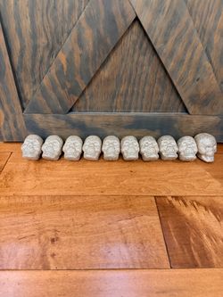 Set of 10 Mini Glitter Foam Skull Figurines