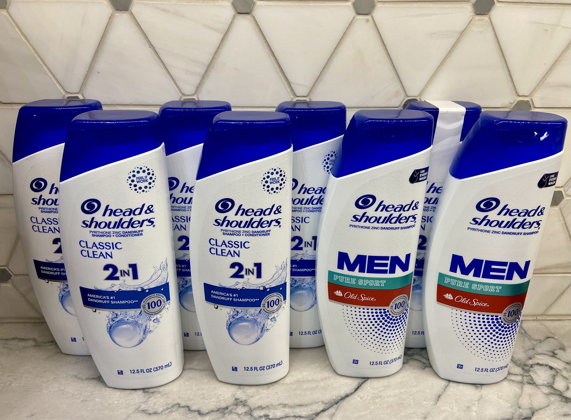 Head & Shoulders Classic Clean 2-in-1 Shampoo +Conditioner or Pure Sport Shampoo for All Hair Types, 12.5 Fl oz. New