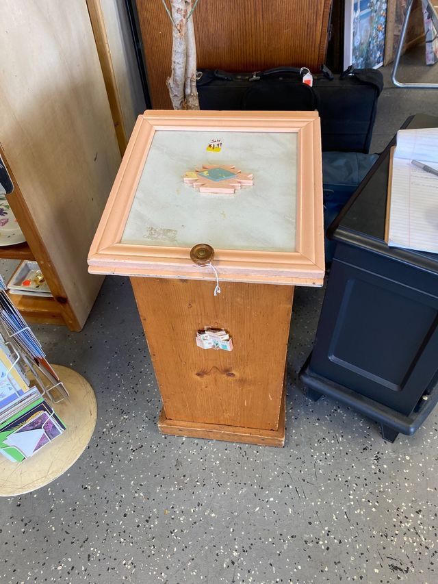Vintage Wooden Trash Can