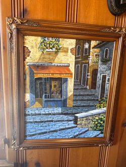 Osteria Del Gallo Italian Street Scene Oil Painting