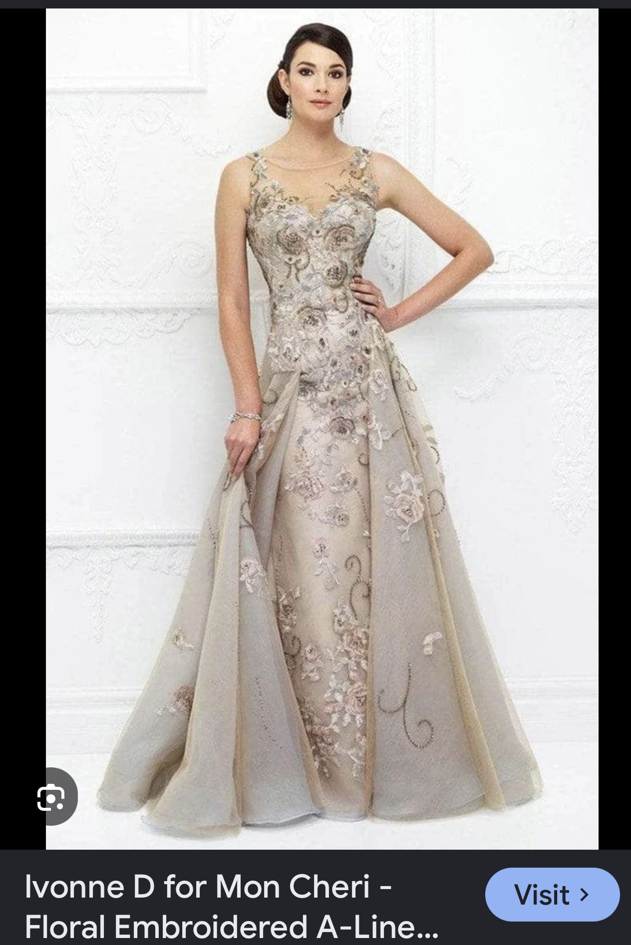 Ivonne D Mon Cheri Floral Embroidered Evening Gown