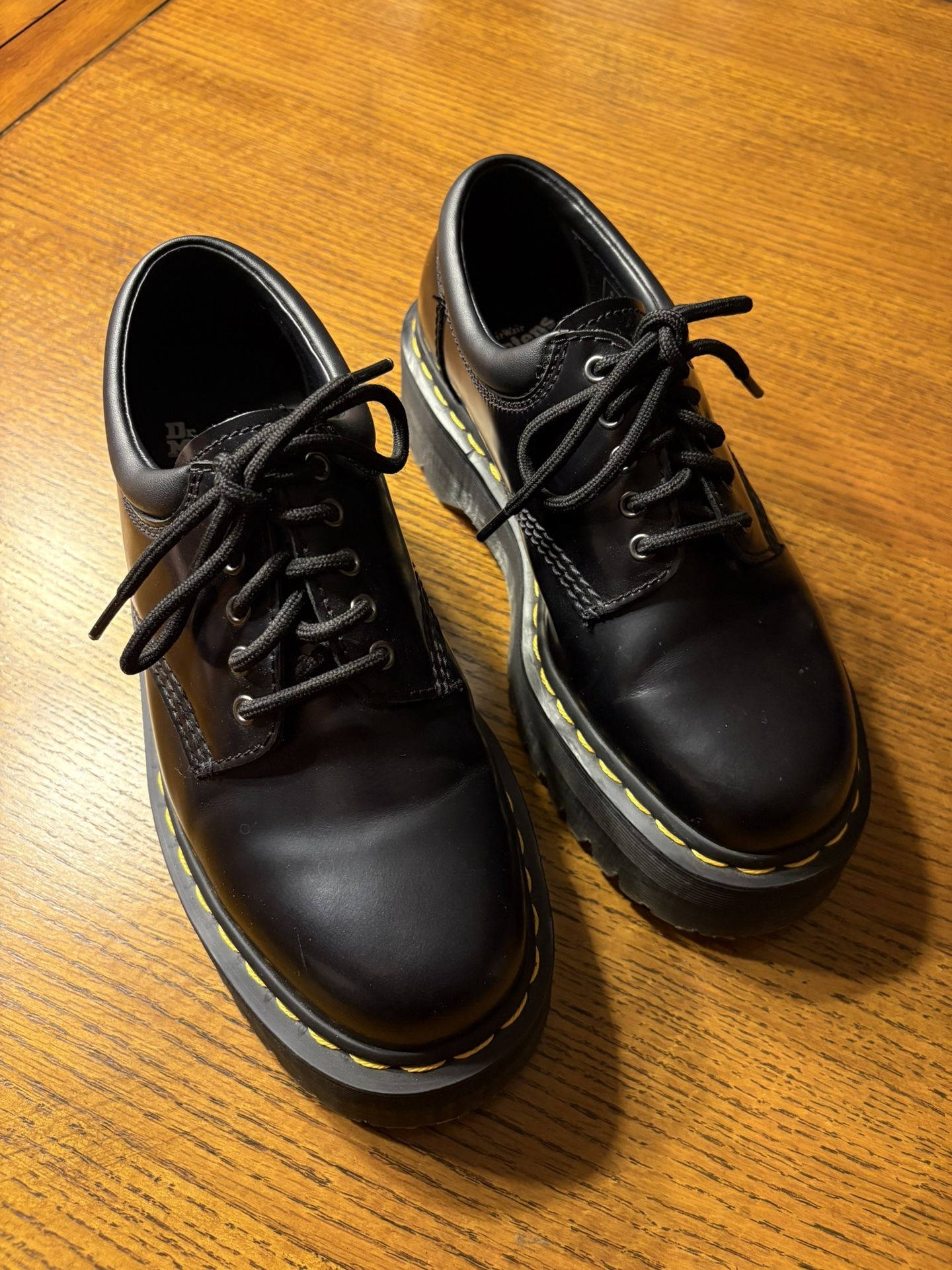 Dr. Martens 8053 Black—Polished Smooth Leather Platform Casual Shoes