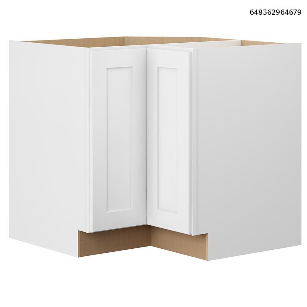 Hampton Bay Shaker Ready To Assemble 36 in. W x 34.5 in. H x 36 in. D Plywood Lazy Susan Kitchen Cabinet in Denver White