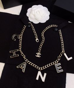 Black and white contrasting color letter necklace