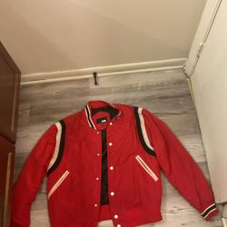 Men's Red Satin Jacket By (LOCKR), Size: Medium