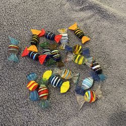 17 Pieces Of Hand Blown Glass Candy