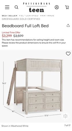 Pottery barn Excellent condition -no marks or scratches-Pottery barn teen loft bed desk/dresser/mattress