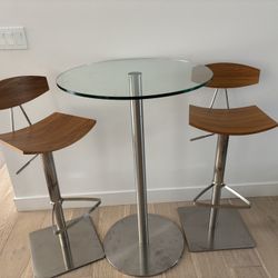 Pub Height Table and Stool Chairs Modern Midcentury 