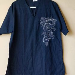 Nok Fashion Linen Dragon Graphic design men's T Tee Shirt Top size XXl Extra Large Short Sleeves New