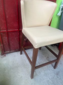 Cream Leather Counter Height Bar Stool
