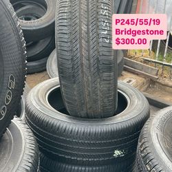 SET OF FOUR USED TIRES 245/55/19 BRIDGESTONE 