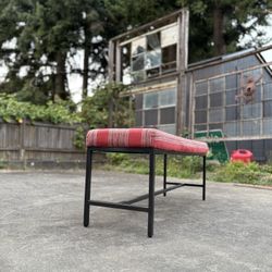 Black Metal Bench with Red Midwestern Fabric Cushion