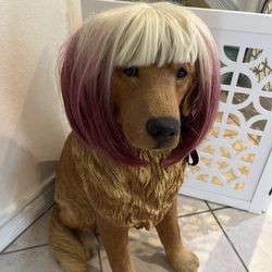 Beautiful Blonde Ombre Auburn, Pink Silky Wig with Bangs