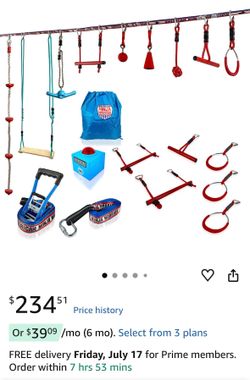 American ninja warrior set, + zip line most parts never used