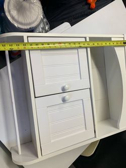 White Wood Desk Hutch with Drawers
