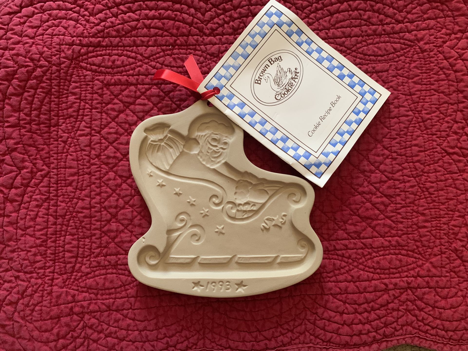 SANTA ON SLEIGH Ceramic Cookie Mold By “Brown Bag Cookie Art”