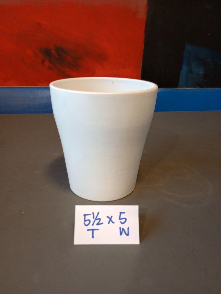 Small Matte White Ceramic Plant Pot