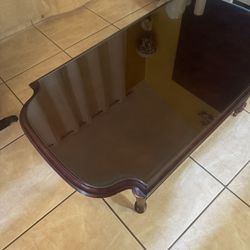 Antique Glass Top Side Table. 