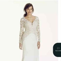 Beaded Lace Plunge Neckline wedding dress