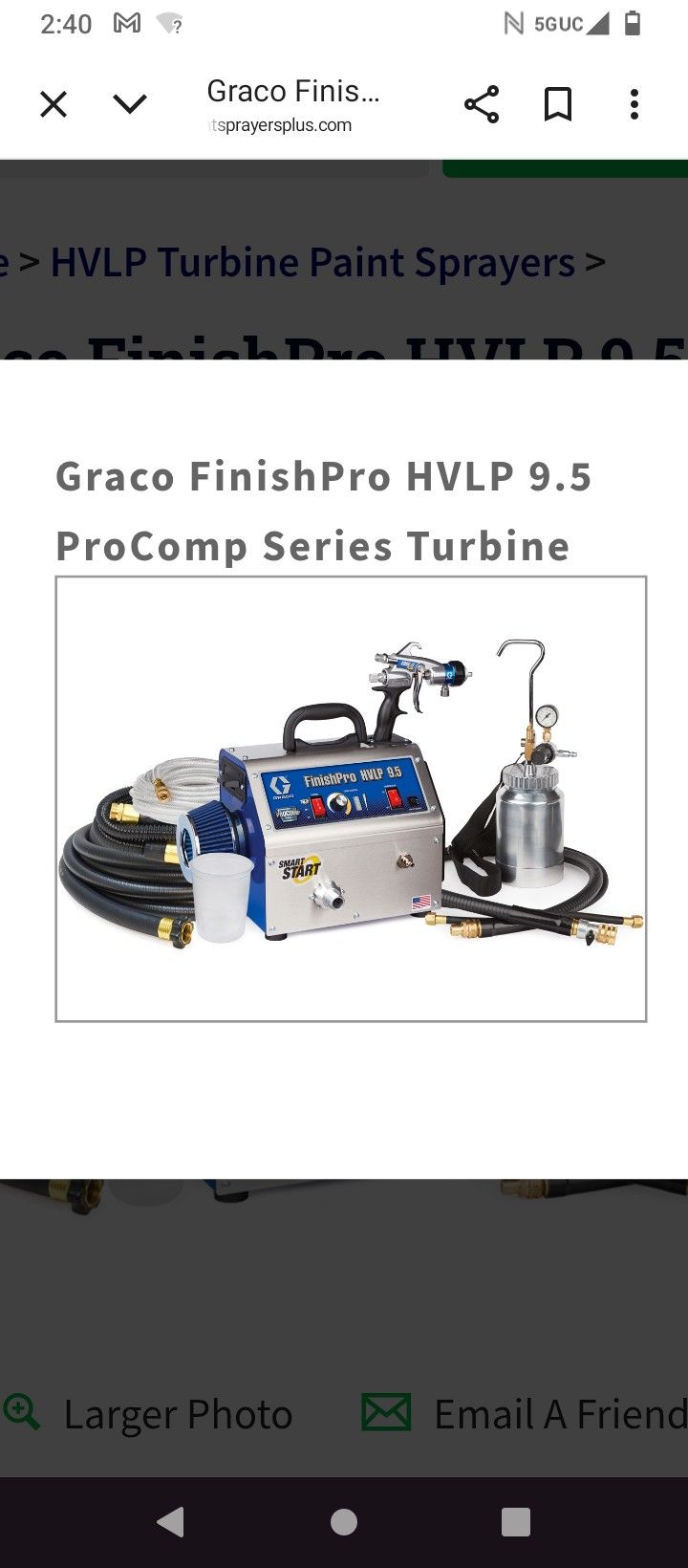 Graco FinishPro Hvlp 9.5 ProComp Series Sprayer