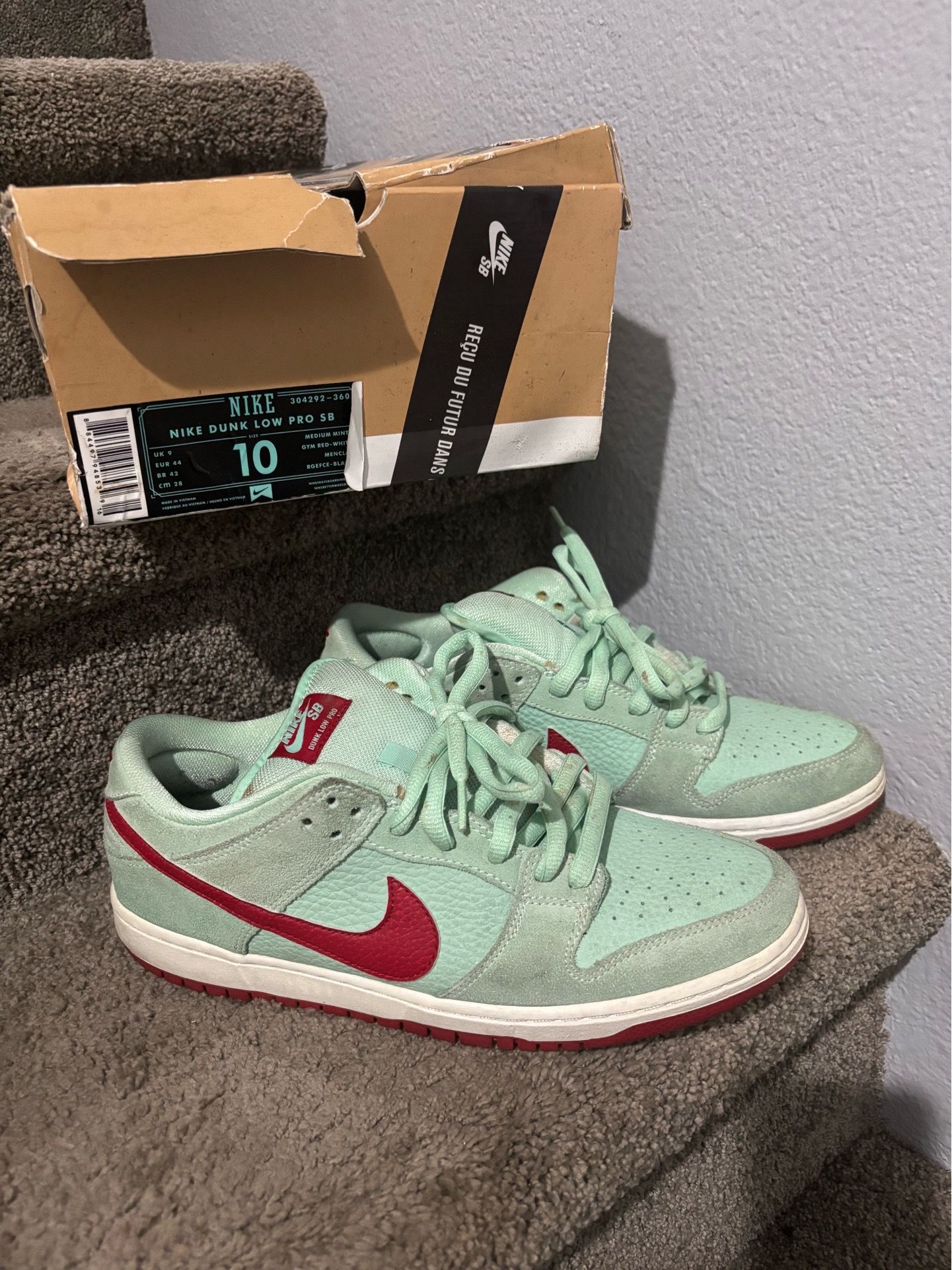 Nike sb dunk mint red