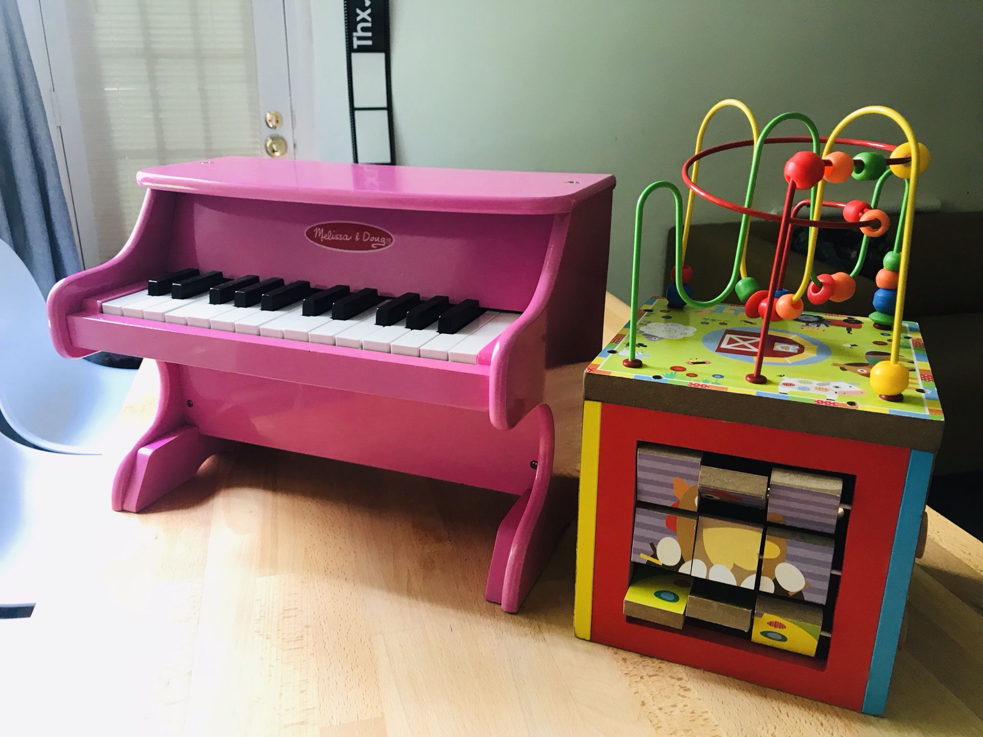 Melissa Doug Learn-to-Play Piano & Wooden Activity Play Cube