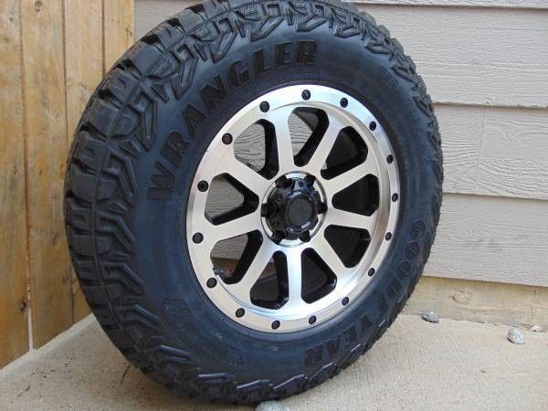 New 18X9 Black/Machined Rims LT 275 70 18 Goodyear M/T Tires *6X135* *+18MM* *FORD*F150*EXPEDITION*
