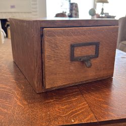 Wagemaker antique oak card catalog drawer