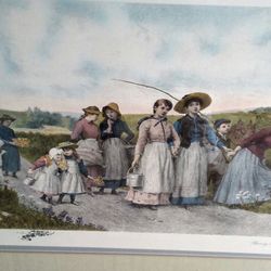 Vintage 1953 Berry Pickers Print.