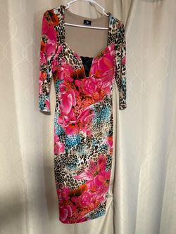 Midi floral animal print dress L
