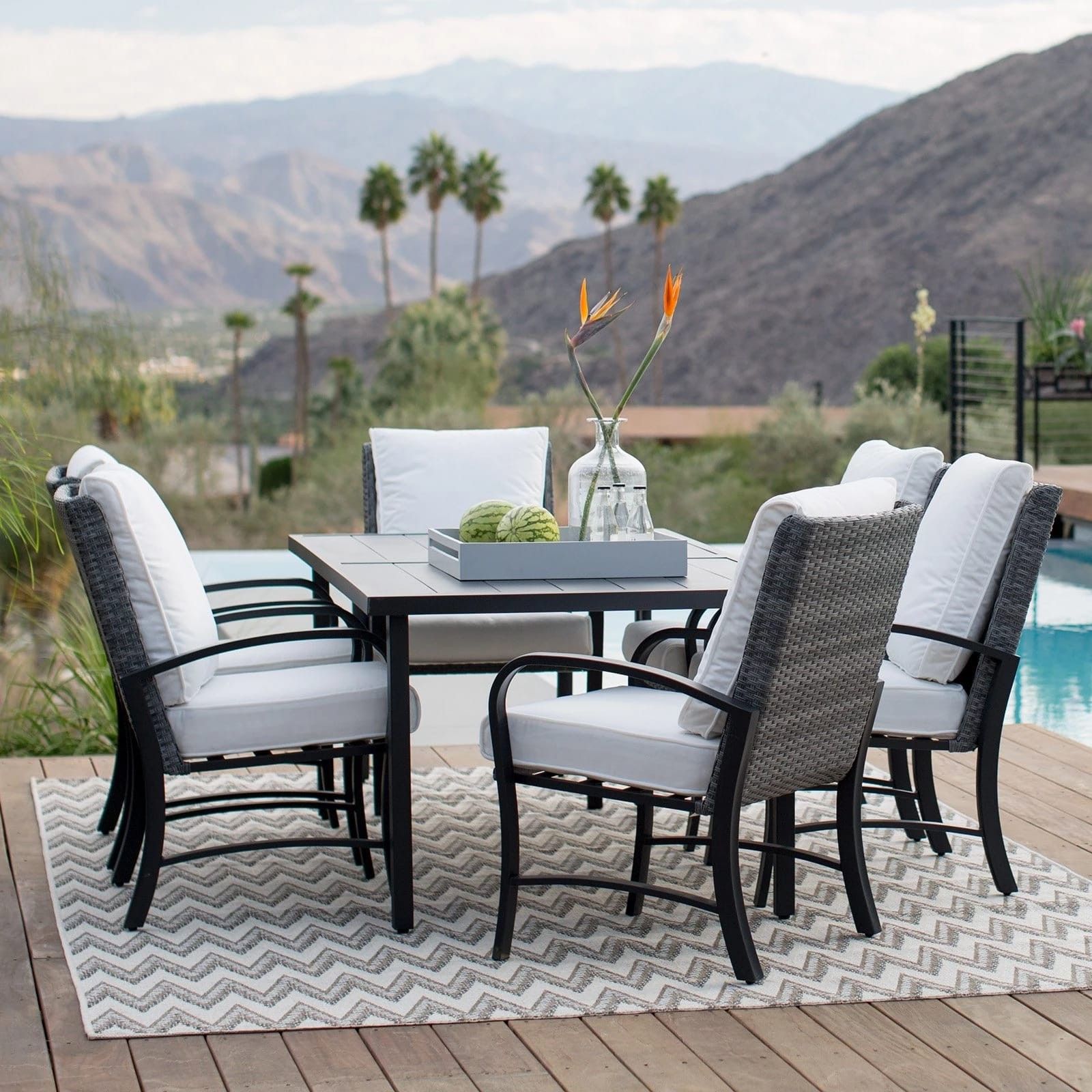 New in box..Belham Living Augusta Metal and All-Weather Wicker 7pc Patio Dining Set