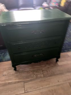 Night stand. Drawers. 3. Good condition. Color green.   $25