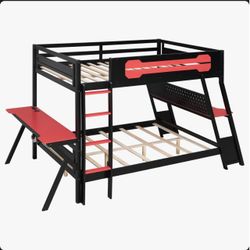 Twin Bunk Bed Frame W/ Desks
