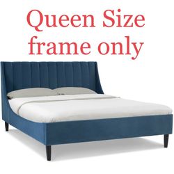 Queen Size - Aspen Upholstered Bed Frame With Wooden Slats 