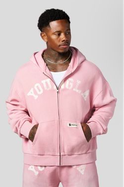 Pink Young LA zip up