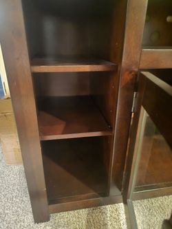 Dark Brown Wood Cabinet with Shelves