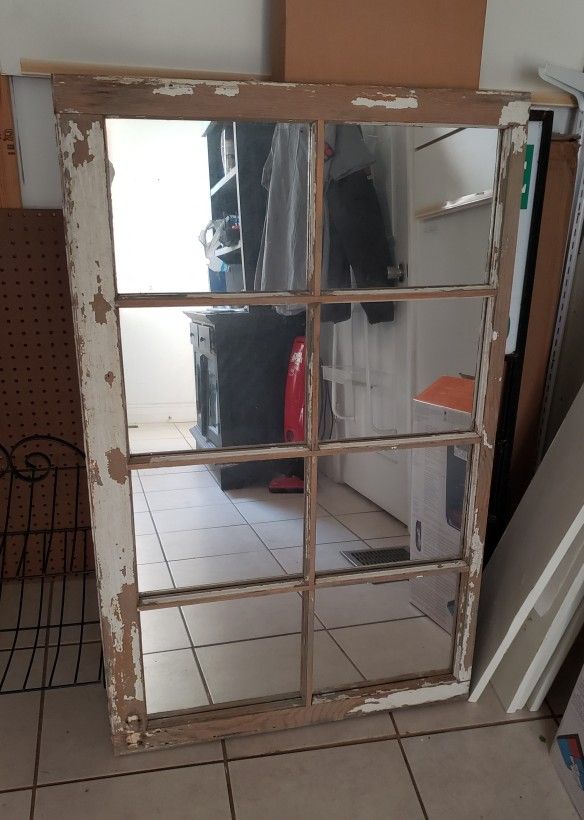Farmhouse Vintage Window Mirror 46x28