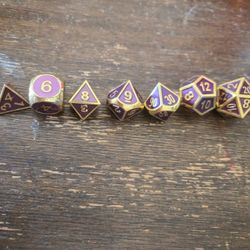 DnD Purple and Gold Metal Dice Set