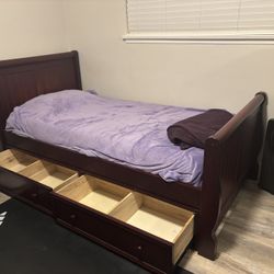 Twin Bed Frame With Drawers And Head And Foot Board - Matching Dresser Available